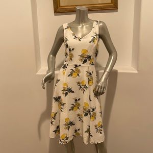 Eva Rose “Katie” Fit & Flare Lemon Print Dress Size S